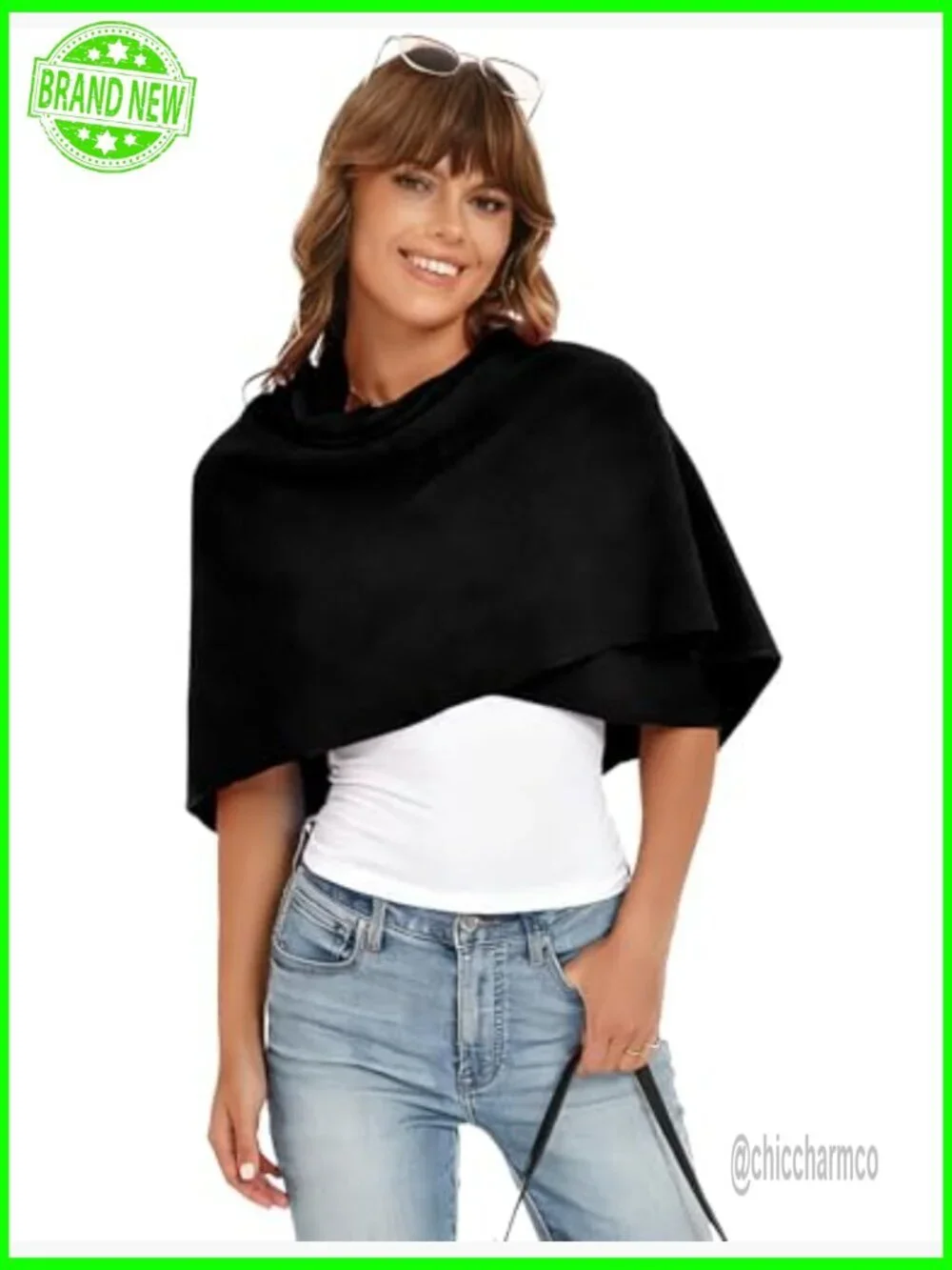 Soft Knit Poncho Shawl Wrap Open Front All Seasons Loose Fit